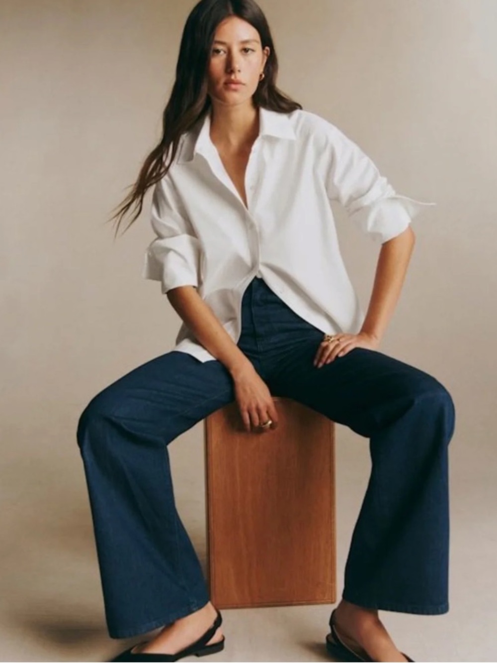 Sezane NWT Max Organic Cotton Shirt. Ecru